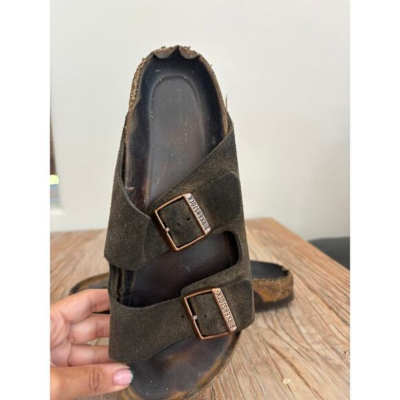 Birkenstock Arizona Brown Suede Sandals Slides Size 41 - Picture 3 of 8